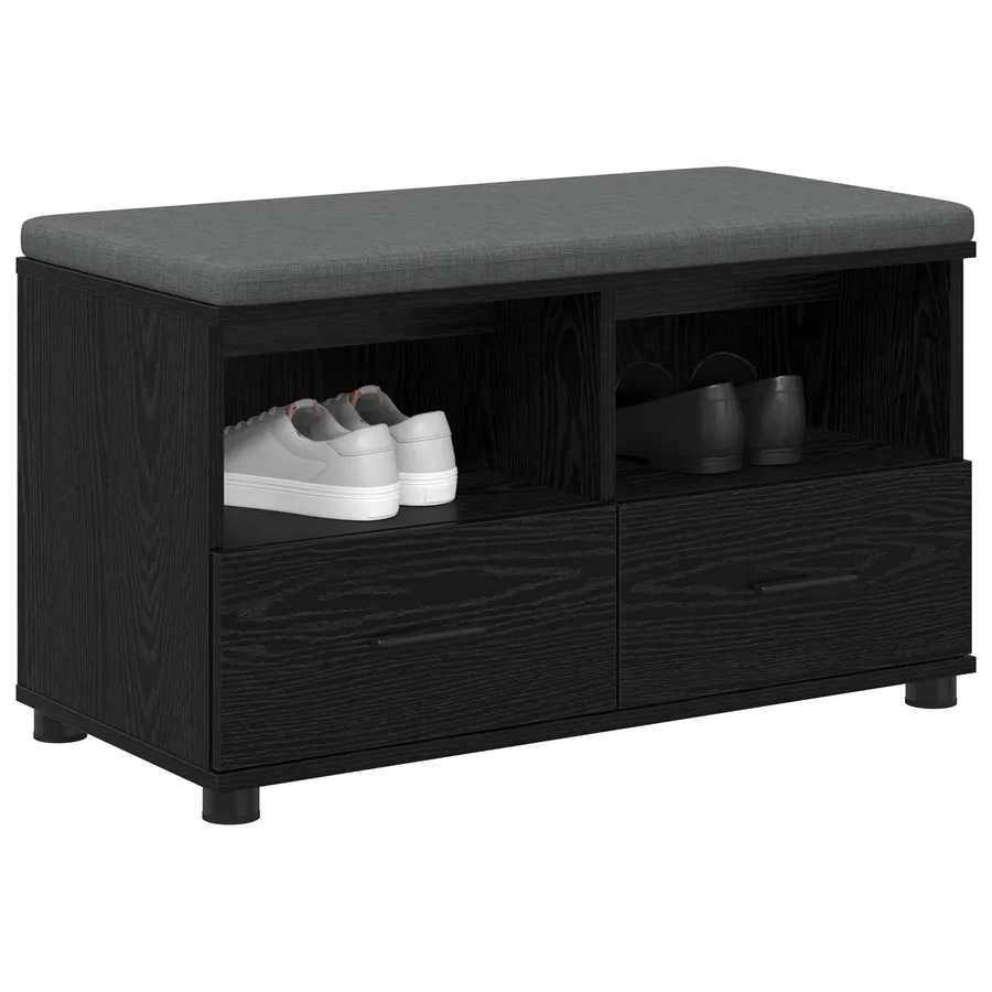 Banc d'entrée avec coussin Chêne Noir 80 x 38 x 46 cm - 3