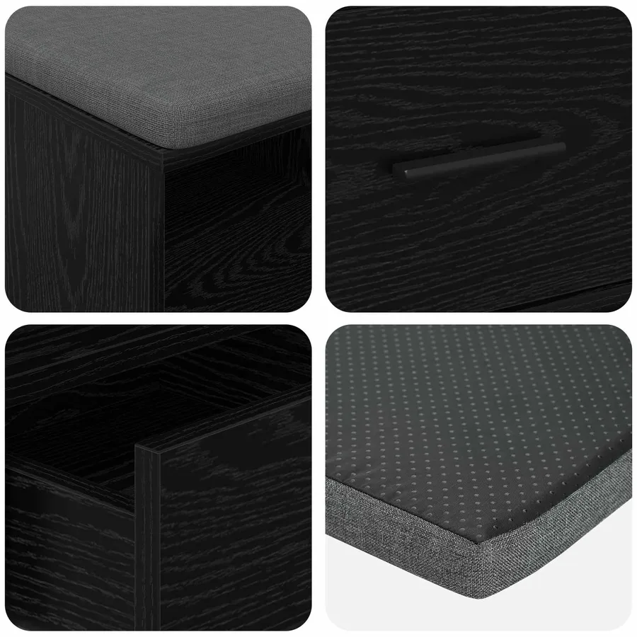 Banc d'entrée avec coussin Chêne Noir 80 x 38 x 46 cm - 9