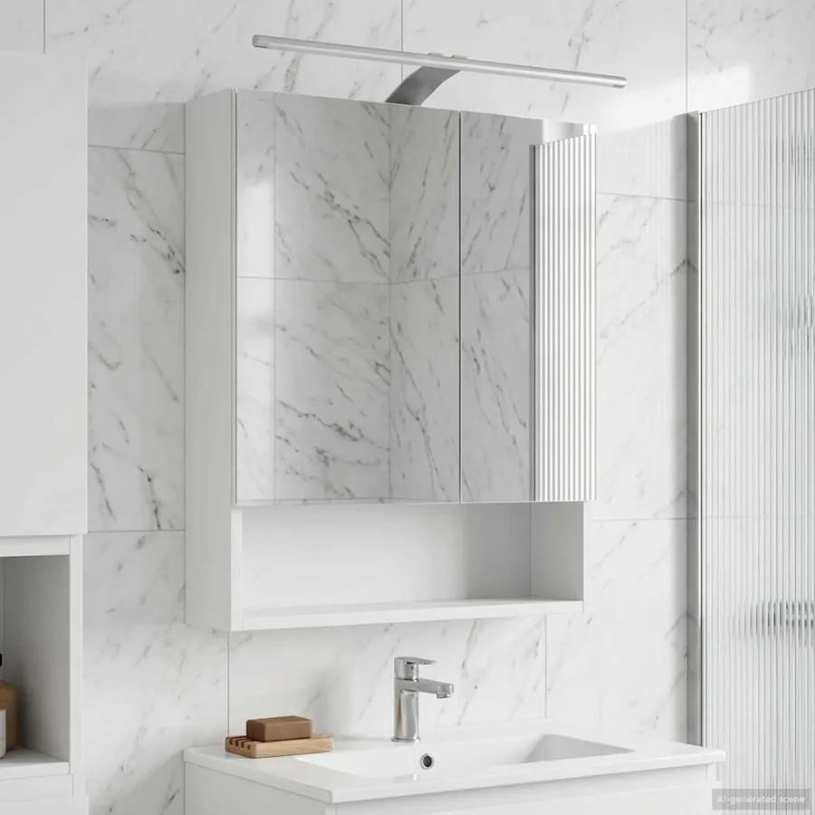 Armoire Miroir de Salle de Bain Blanc 50 x 14,5 x 70 cm