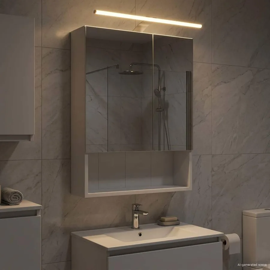 Armoire Miroir de Salle de Bain Blanc 50 x 14,5 x 70 cm - 4