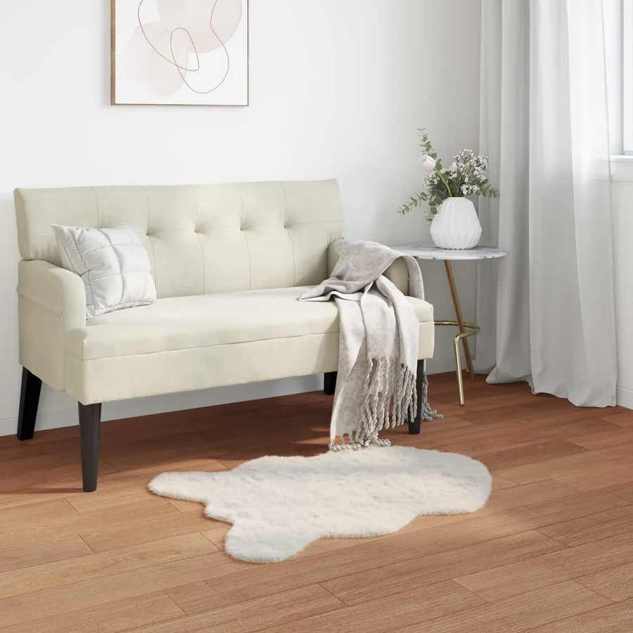 Tapis antidérapant en fausse de lapin OLITE Crème 80 x 120 cm
