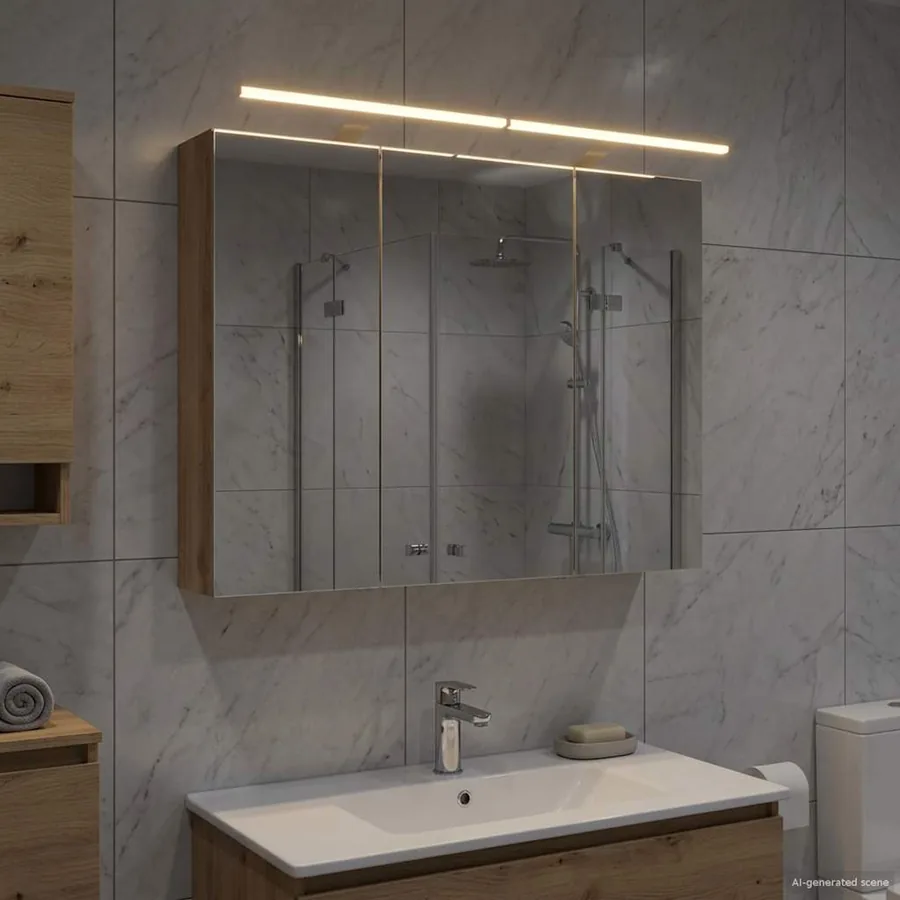 Armoire Miroir de Salle de Bain Chêne artisan