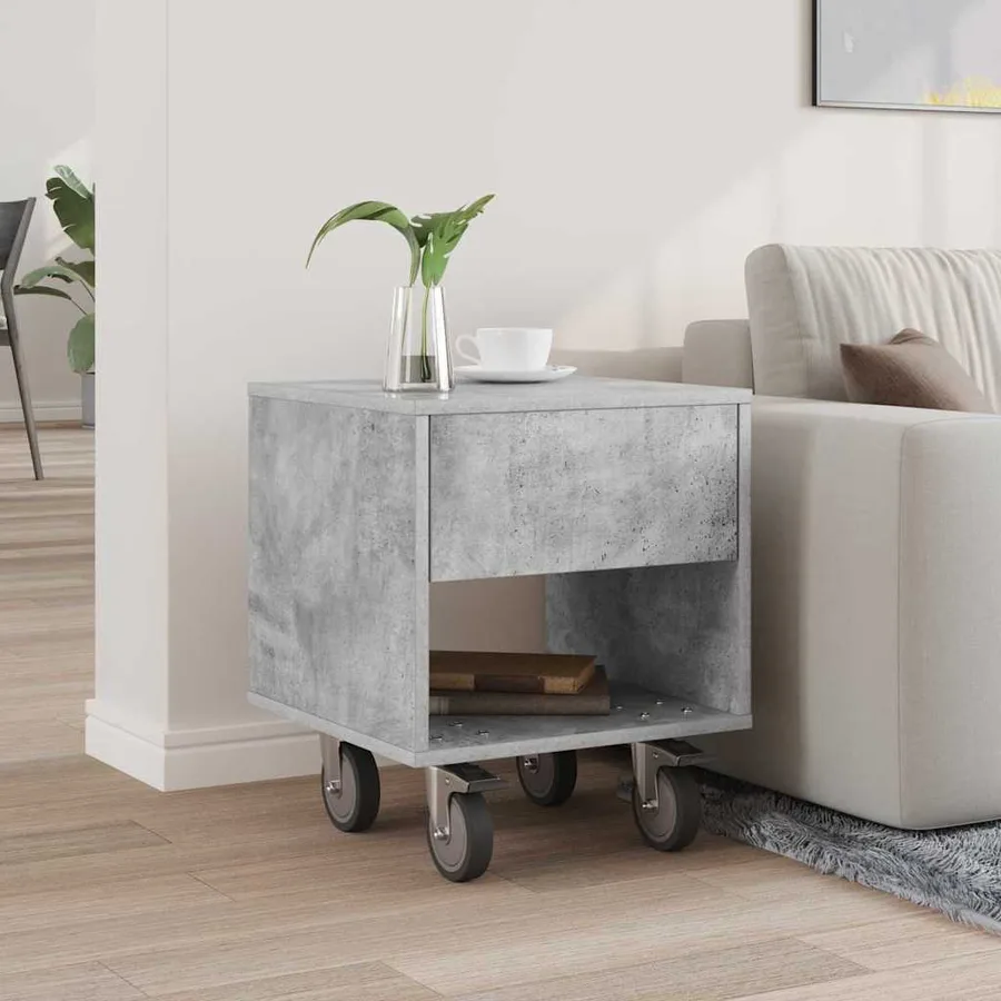 Table de chevet Gris béton 40,5 x 40 x 48 cm Bois d'ingénierie - 4