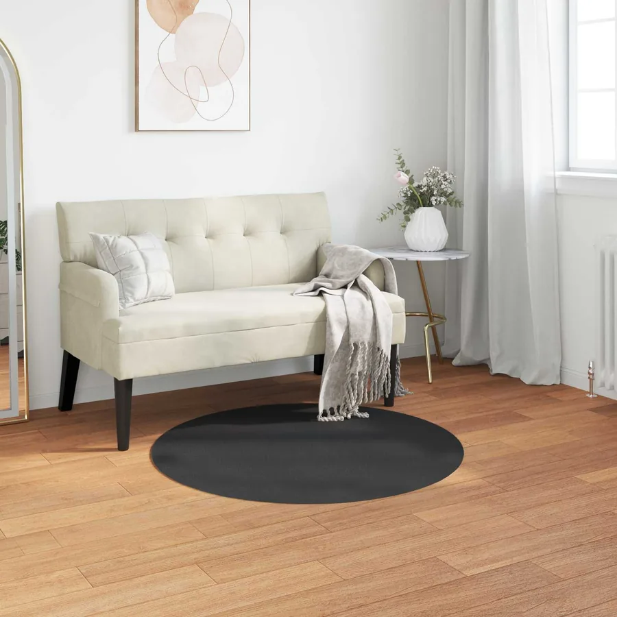 Tapis antidérapant en fausse de lapin OLITE Noir Ø 80 cm