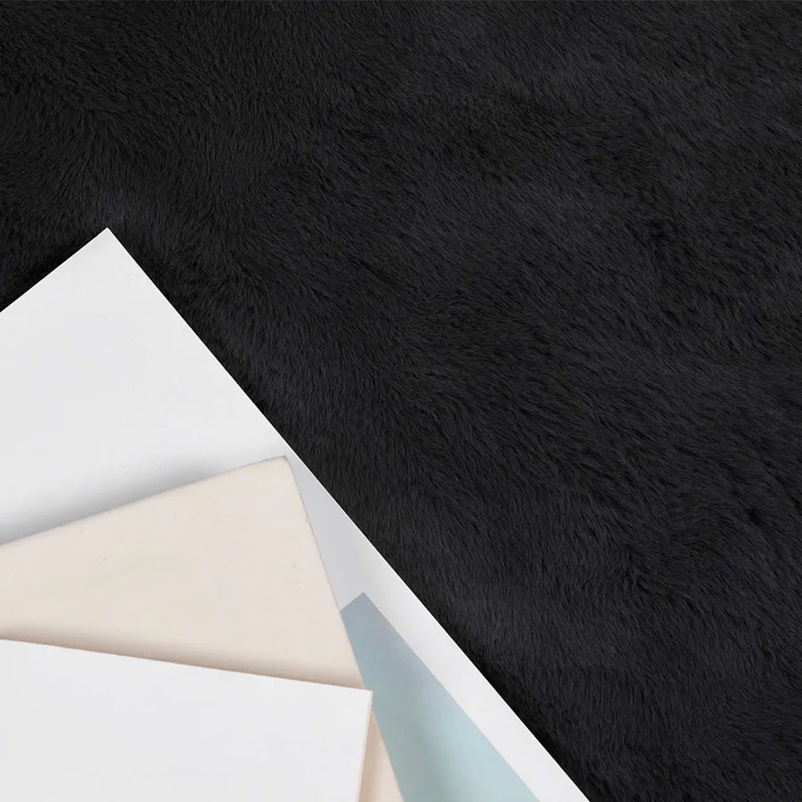 Tapis antidérapant en fausse de lapin OLITE Noir Ø 80 cm - 3