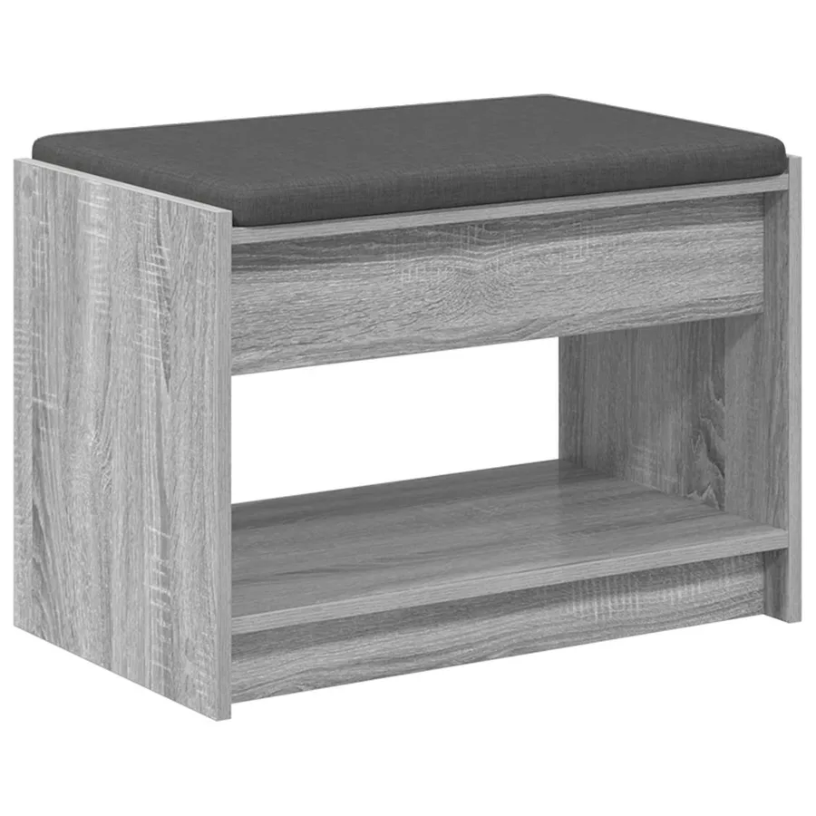 Banc d'entrée avec coussin Gris Sonoma 63 x 38 x 45 cm - 2