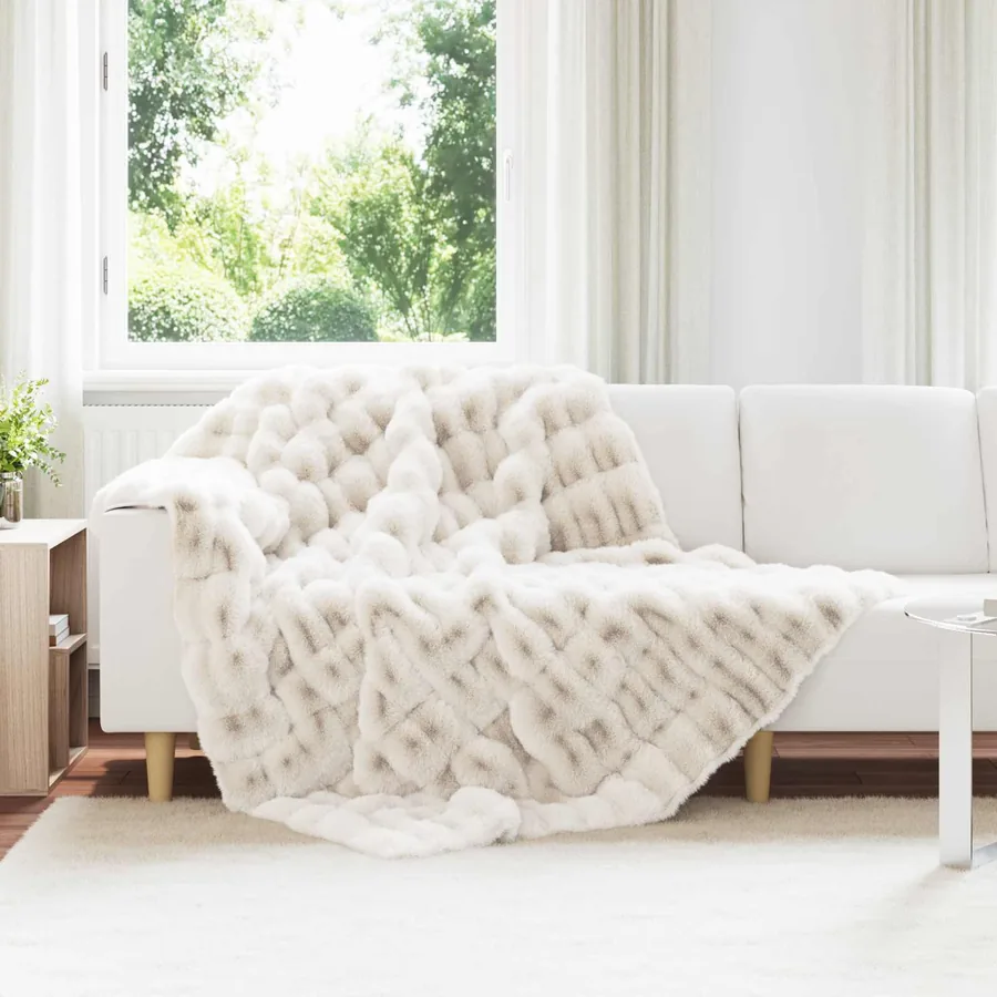 Couverture antidérapante en fausse de lapin Olite Blanc