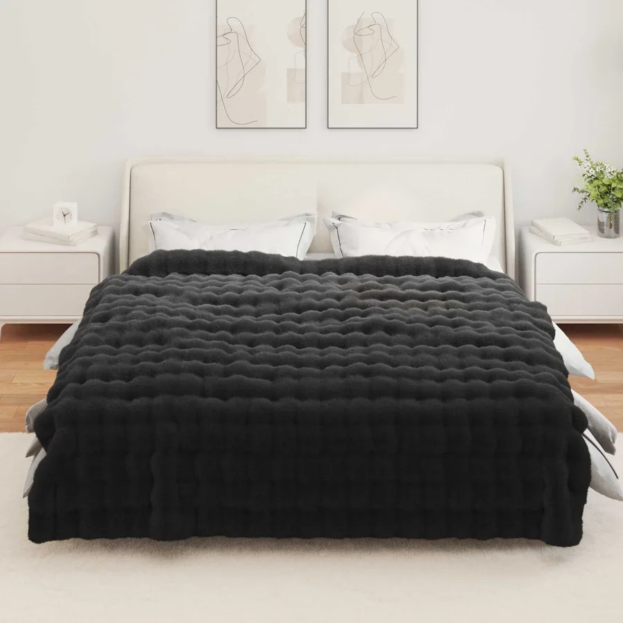 Couverture antidérapante en fausse de lapin Olite Noir - 4
