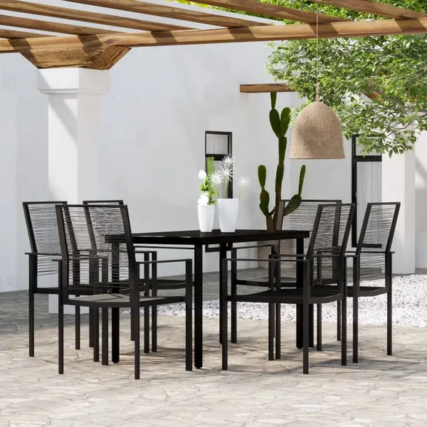 Ensemble à manger de jardin 7 pcs Noir