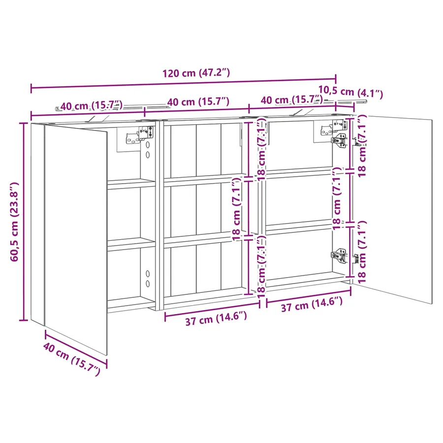 Ensemble de Meubles de Salle de Bain 3 pc 120 x 10,5 x 60,5 cm - 12