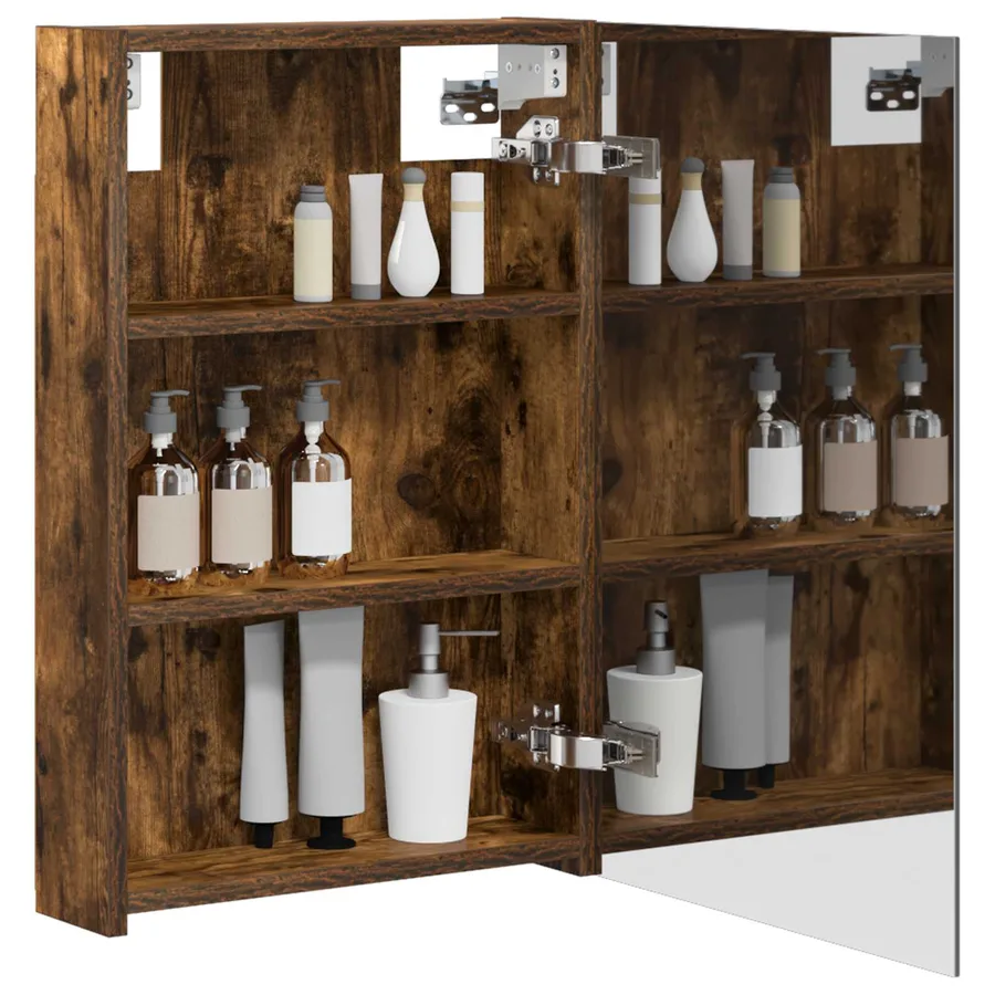 Armoire Miroir de Salle de Bain Chêne fumé 40 x 10,5 x 60,5 cm - 3