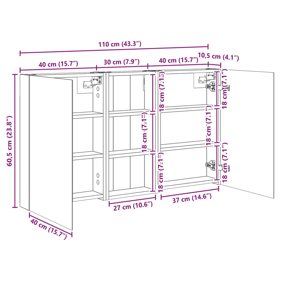 Ensemble de Meubles de Salle de Bain 3 pcs 110 x 10,5 x 60,5 cm - 12
