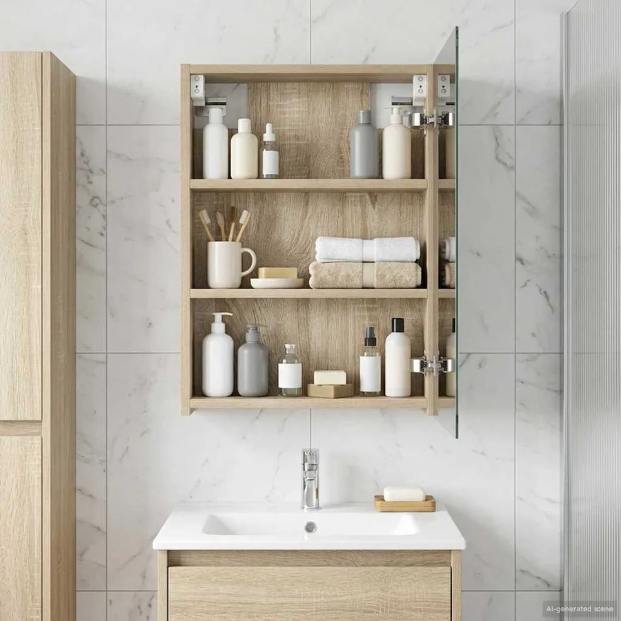 Armoire Miroir de Salle de Bain avec étagère Chêne Sonoma - 4