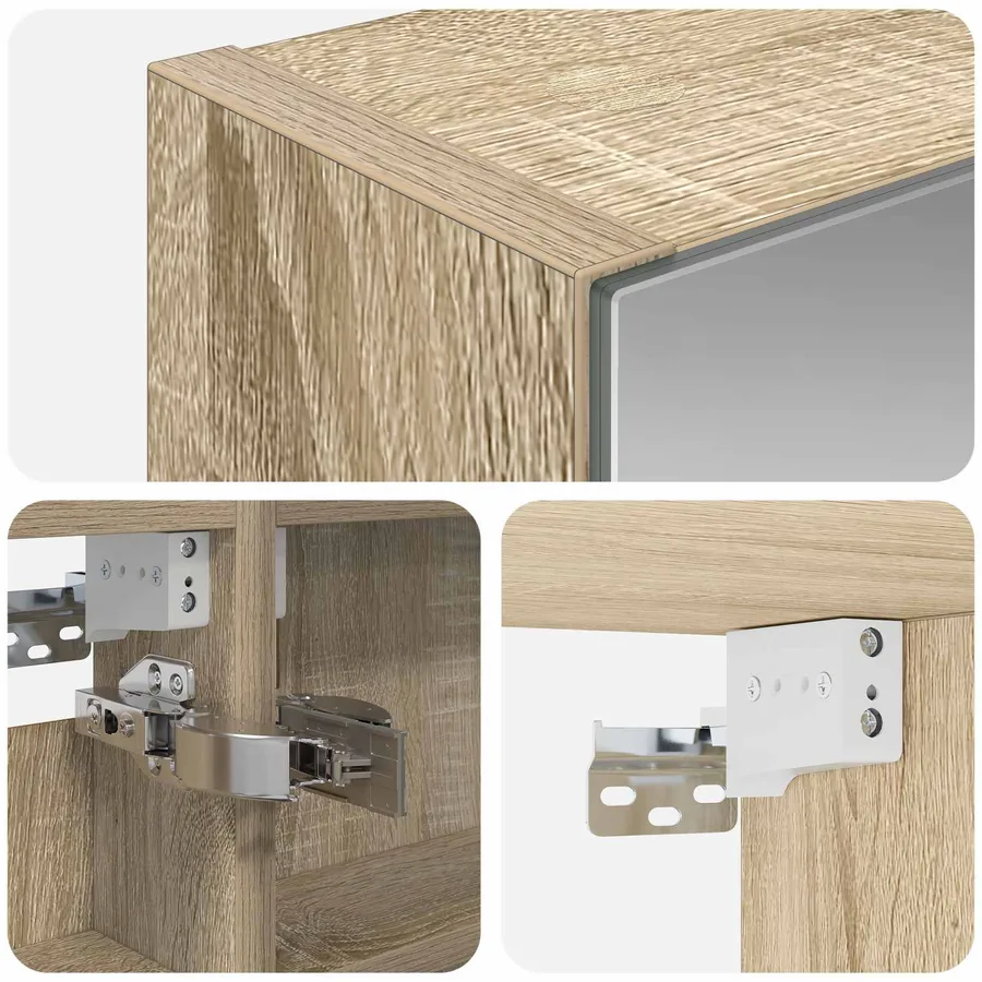 Armoire Miroir de Salle de Bain avec étagère Chêne Sonoma - 9