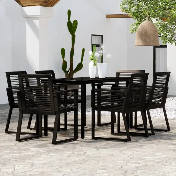 Ensemble à manger de jardin 7 pcs Noir