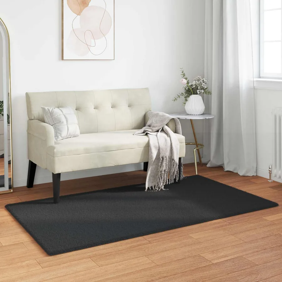 Tapis antidérapant en fausse de lapin OLITE Noir 60 x 110 cm