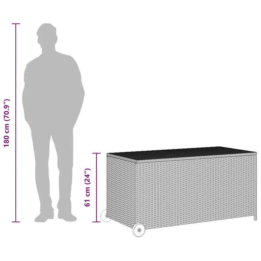 Garden storage box light grey 120x65x61 cm rattan - 10