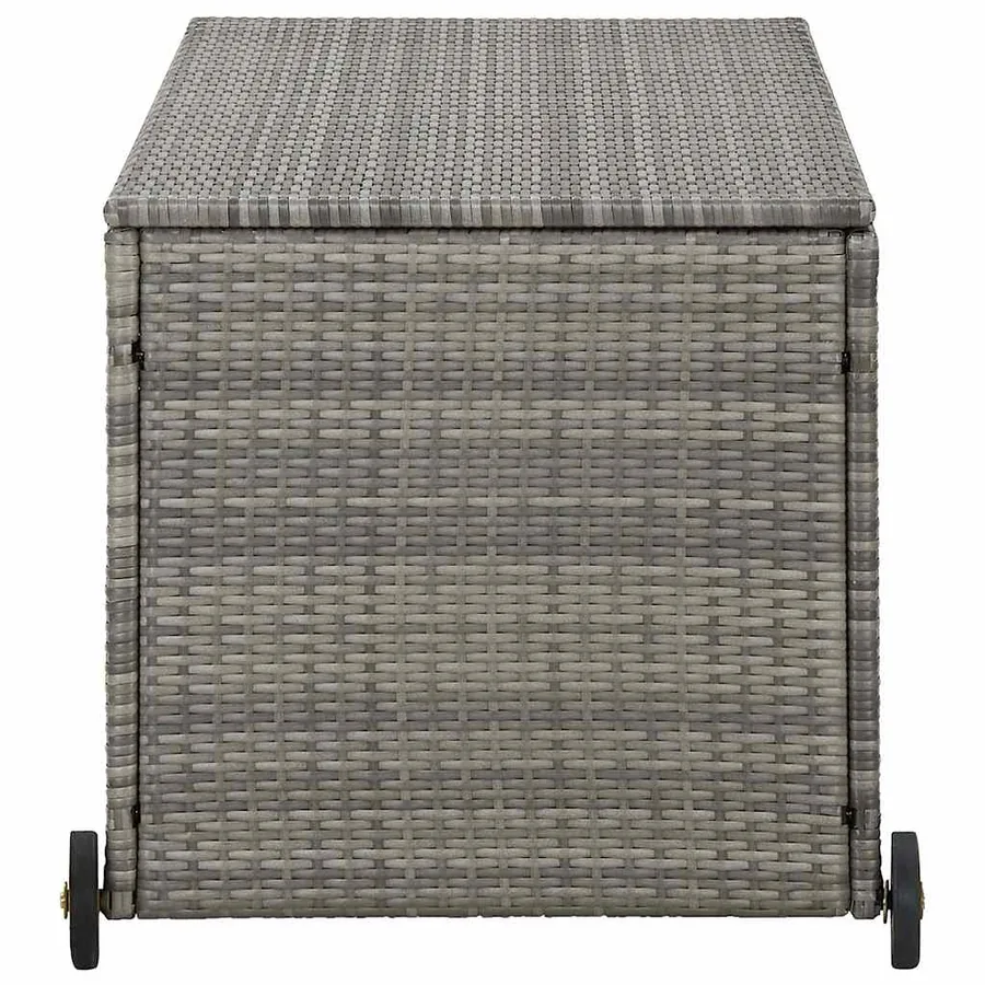 Boîte de rangement de jardin gris clair 120x65x61 cm rotin - 5