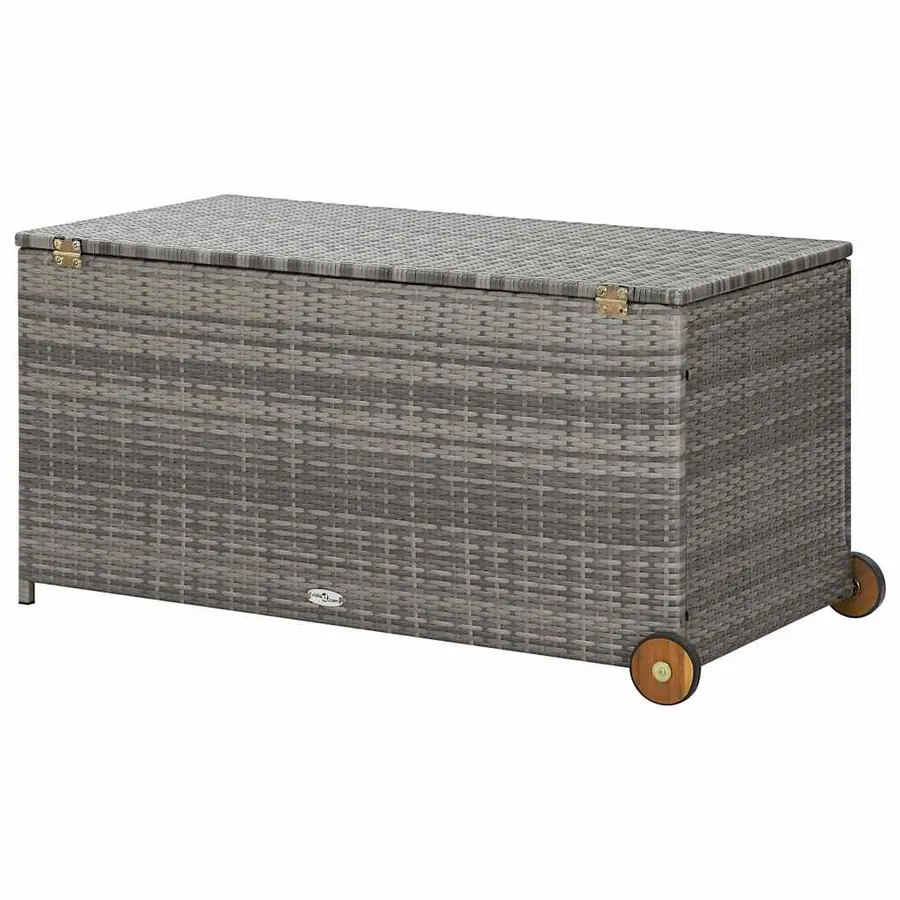 Boîte de rangement de jardin gris clair 120x65x61 cm rotin - 6