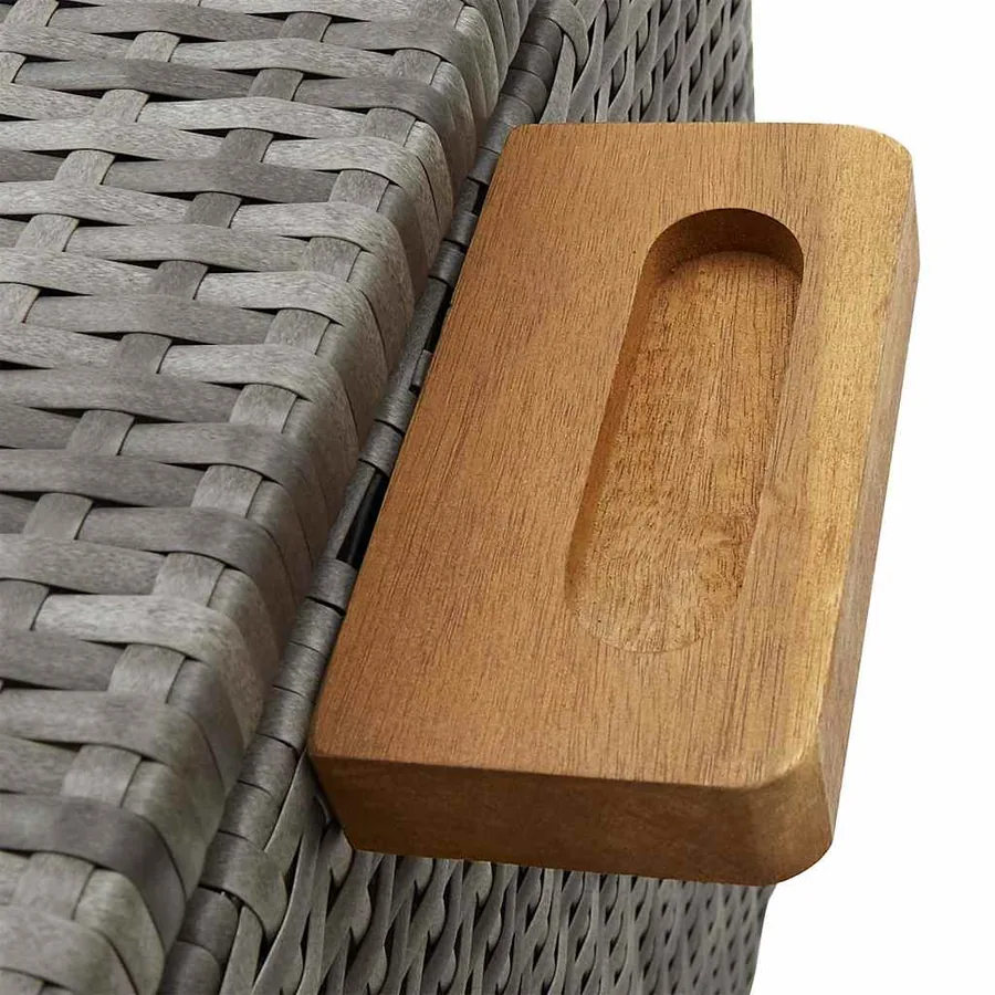 Boîte de rangement de jardin gris clair 120x65x61 cm rotin - 7
