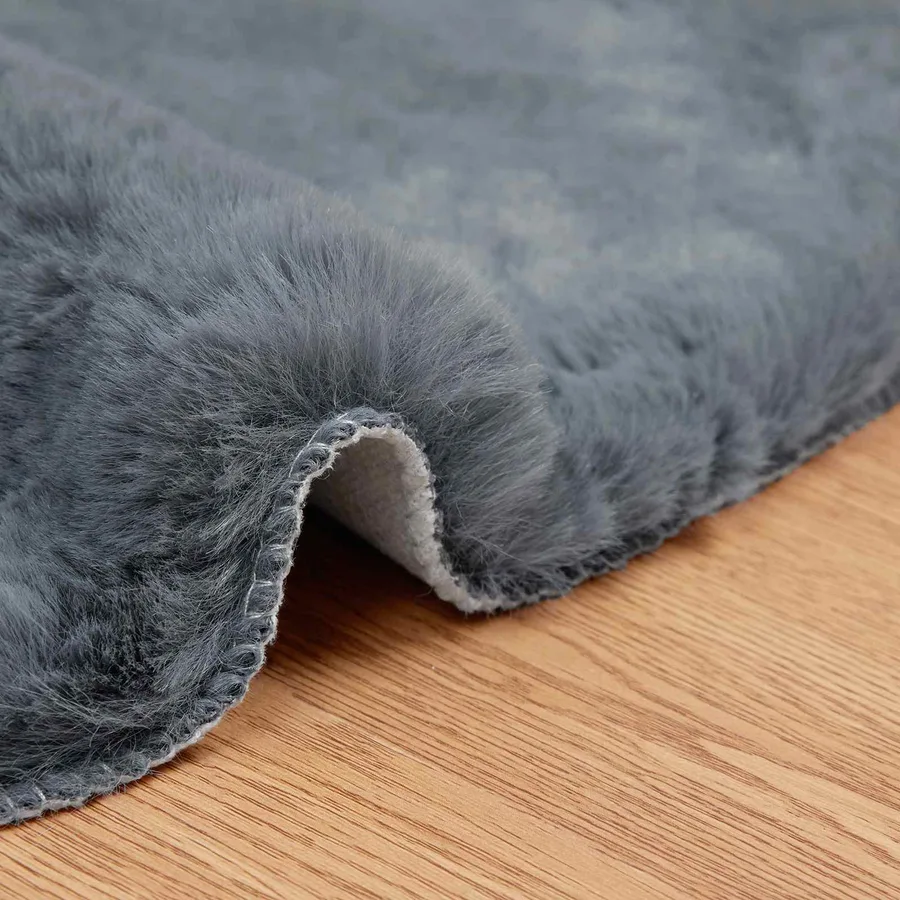 Tapis antidérapant en fausse de lapin OLITE Anthracite - 5