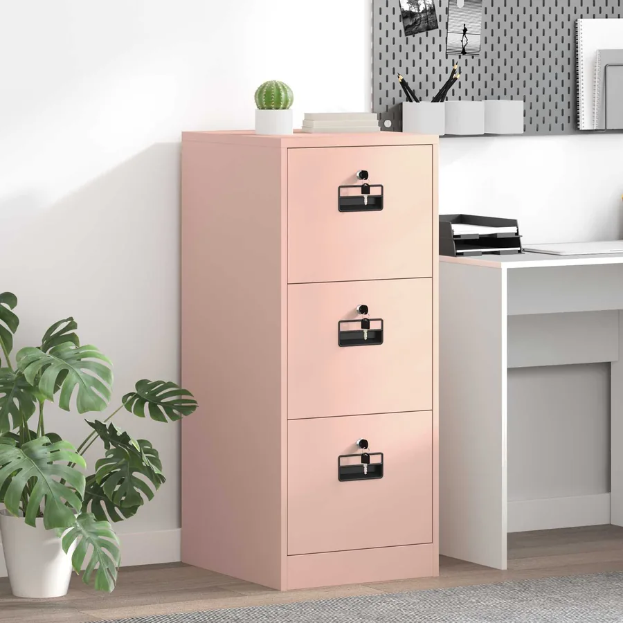 Cabinet de Dossier Rose 44 x 50 x 106.5 cm Acier Laminé à Froid