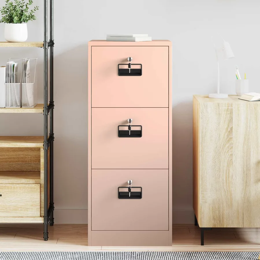 Cabinet de Dossier Rose 44 x 50 x 106.5 cm Acier Laminé à Froid - 4