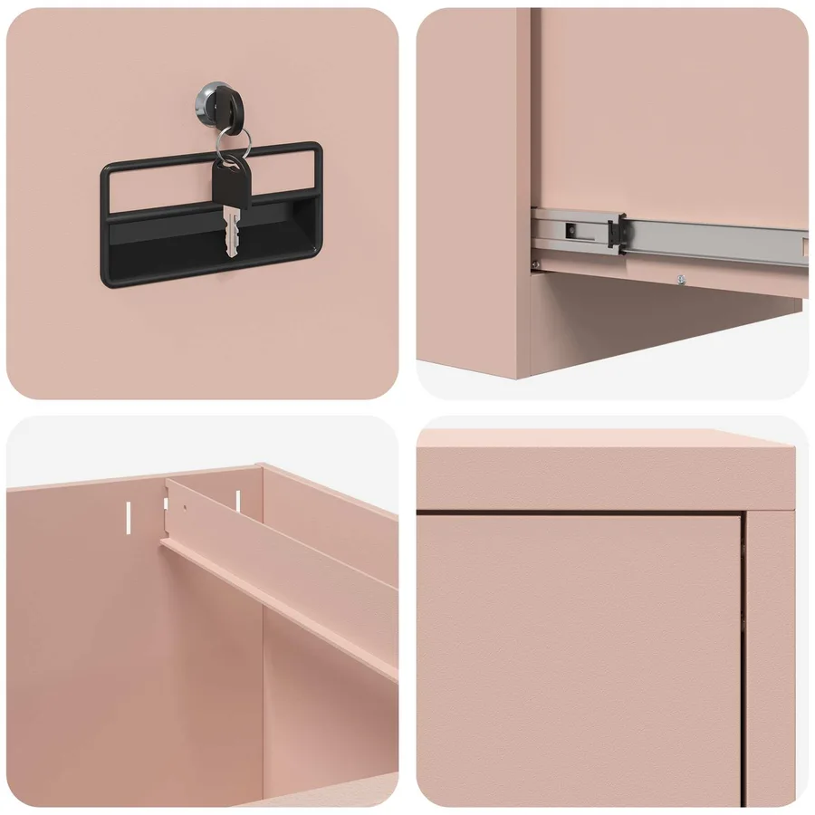 Cabinet de Dossier Rose 44 x 50 x 106.5 cm Acier Laminé à Froid - 8
