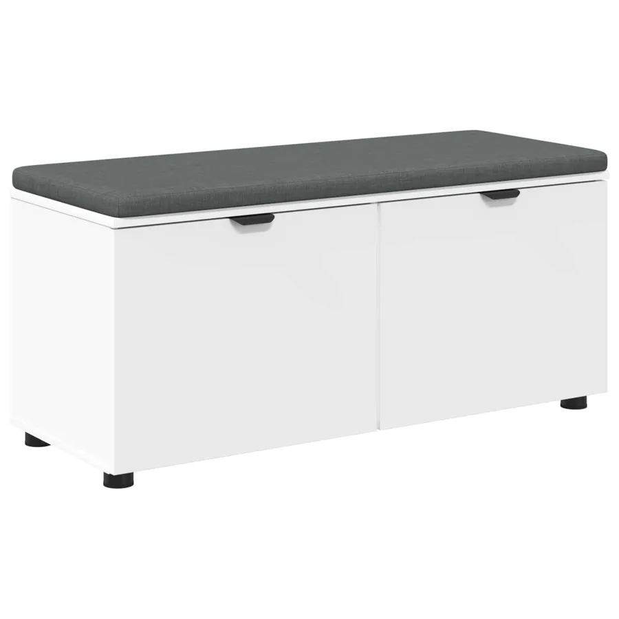 Banc d'entrée Blanc 100 x 38 x 46 cm Bois Ingénierie et Tissu - 2