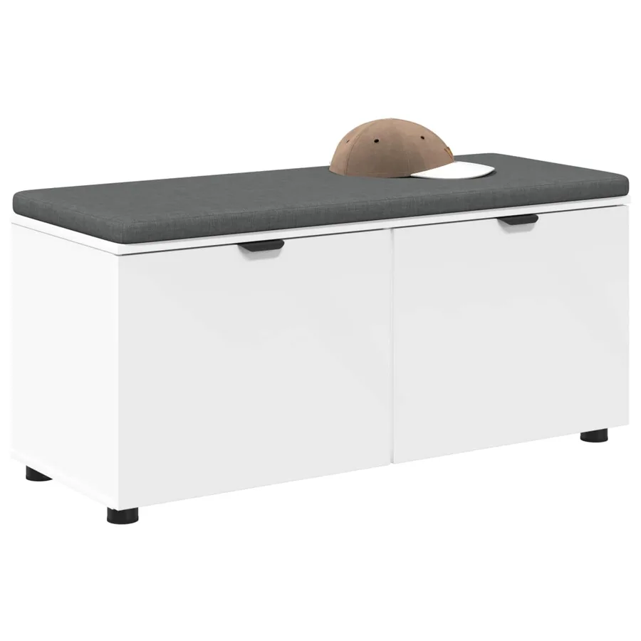 Banc d'entrée Blanc 100 x 38 x 46 cm Bois Ingénierie et Tissu - 3