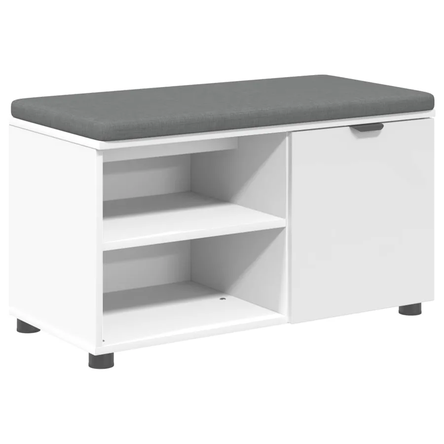 Banc d'entrée Blanc 80 x 38 x 46 cm Bois Ingénierie et Tissu - 2