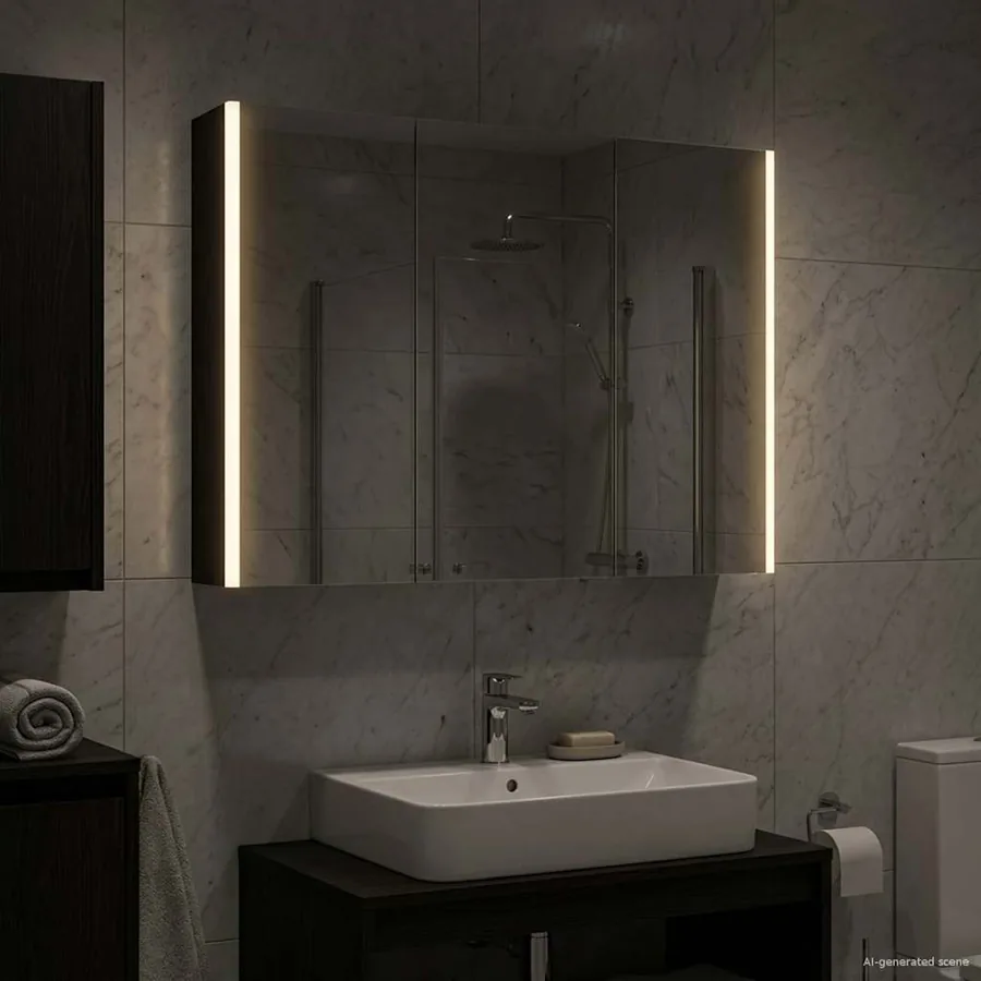Armoire Miroir de Salle de Bain Chêne noir 103,5 x 15,5 x 70 cm