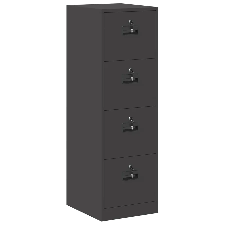 Cabinet de Dossier Noir 44 x 50 x 139 cm Acier Laminé à Froid - 2