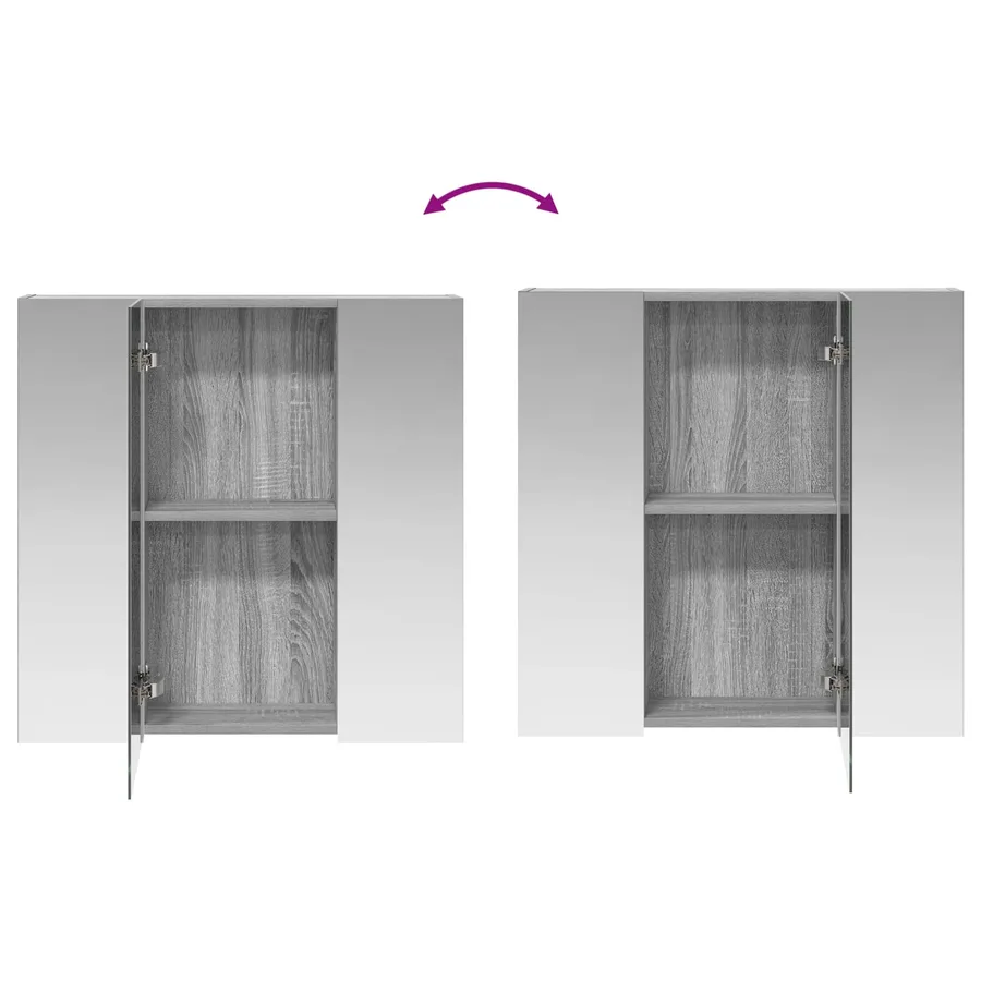 Armoire Miroir de Salle de Bain Gris Sonoma 70 x 14,5 x 70 cm - 8