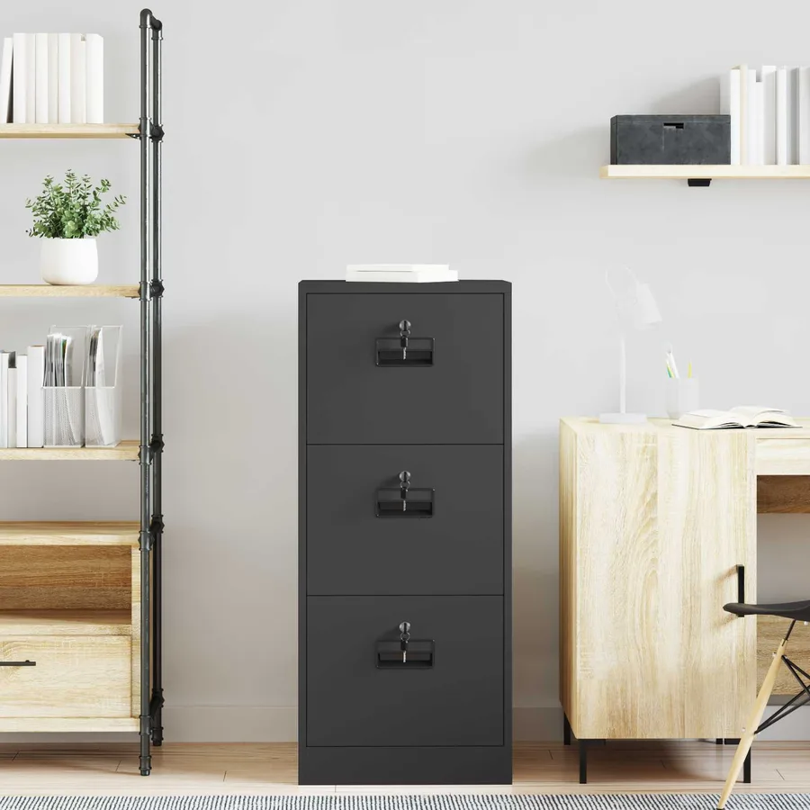 Cabinet de Dossier avec tiroir Noir 45,5 x 42 x 106,5 cm - 4