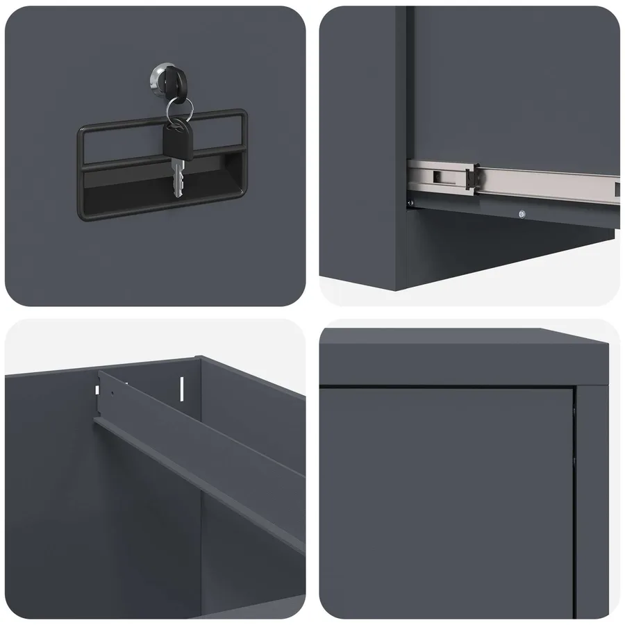 Cabinet de Dossier avec tiroir Anthracite 44 x 50 x 139 cm - 8