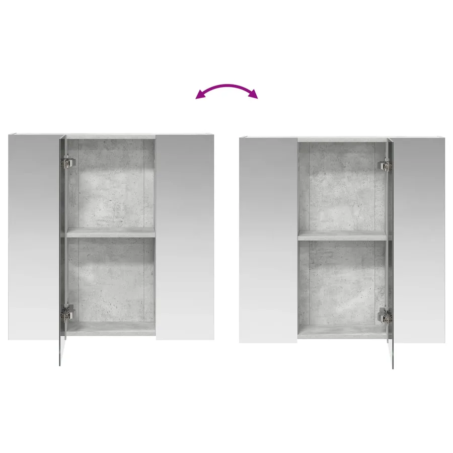 Armoire Miroir de Salle de Bain Gris béton 70 x 14,5 x 70 cm - 8