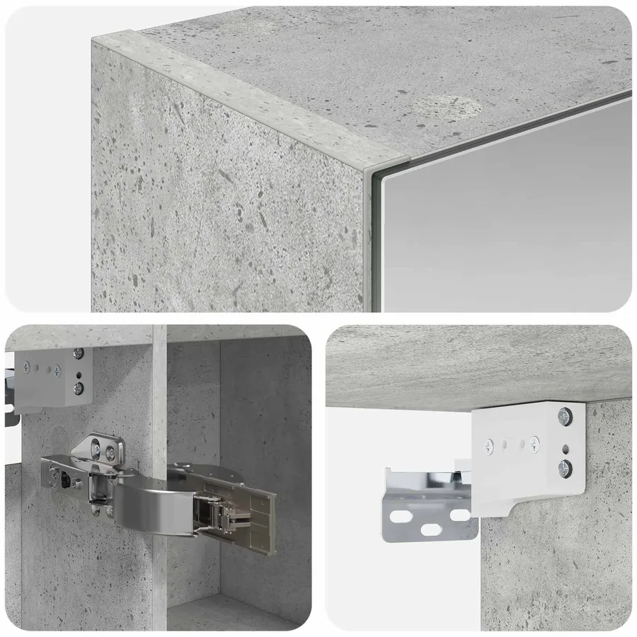 Armoire Miroir de Salle de Bain Gris béton 70 x 14,5 x 70 cm - 9