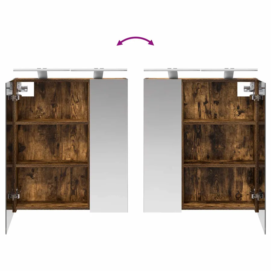 Armoire Miroir de Salle de Bain Chêne fumé 60 x 14,5 x 70 cm - 12
