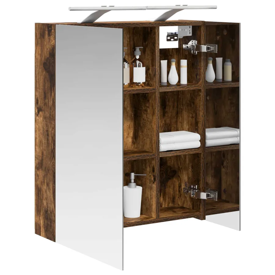 Armoire Miroir de Salle de Bain Chêne fumé 60 x 14,5 x 70 cm - 3
