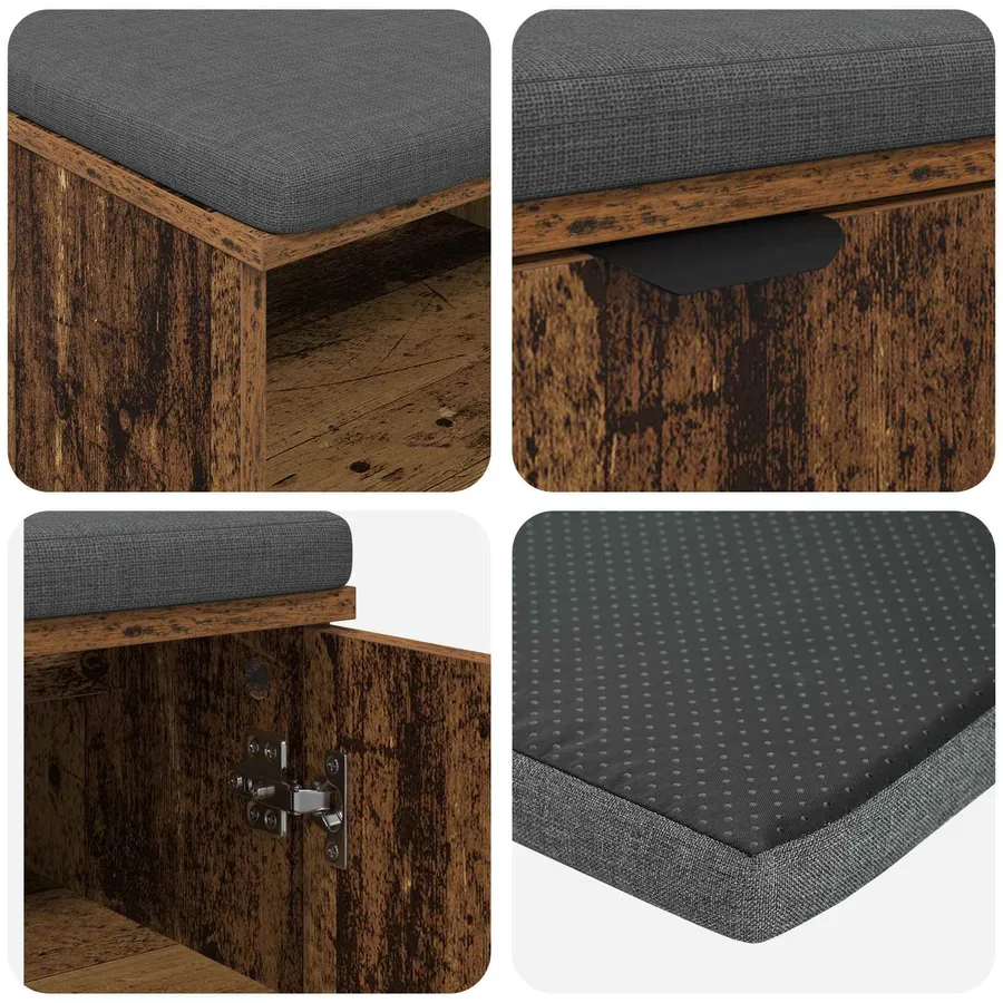 Banc d'entrée avec coussin Bois ancien 80 x 38 x 46 cm - 9