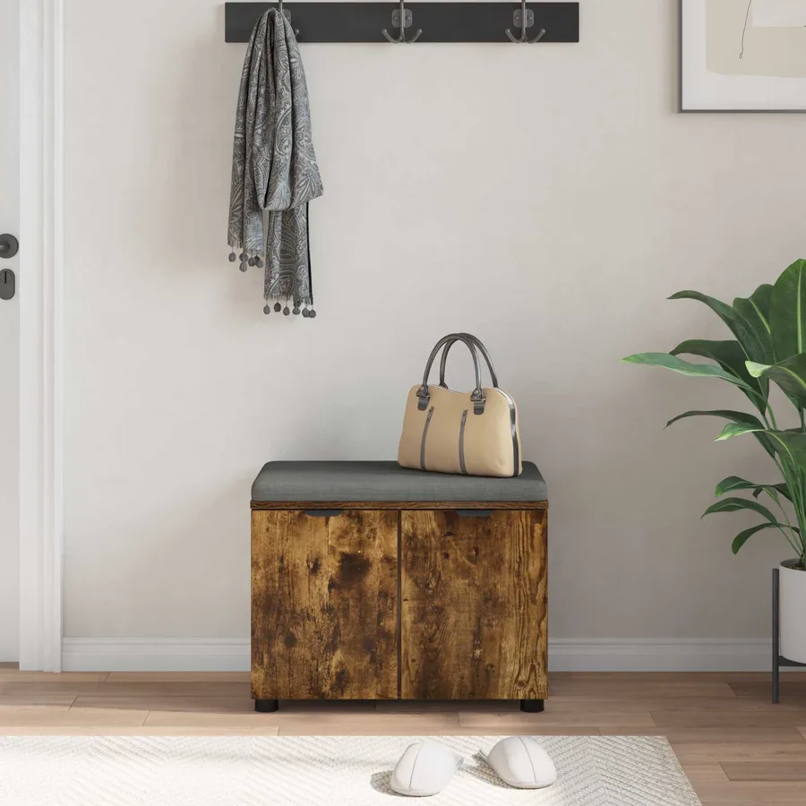 Banc d'entrée avec coussin Chêne Fumé 60 x 38 x 46 cm - 4