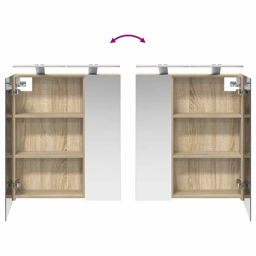 Armoire Miroir de Salle de Bain Chêne Sonoma 60 x 14,5 x 70 cm - 12