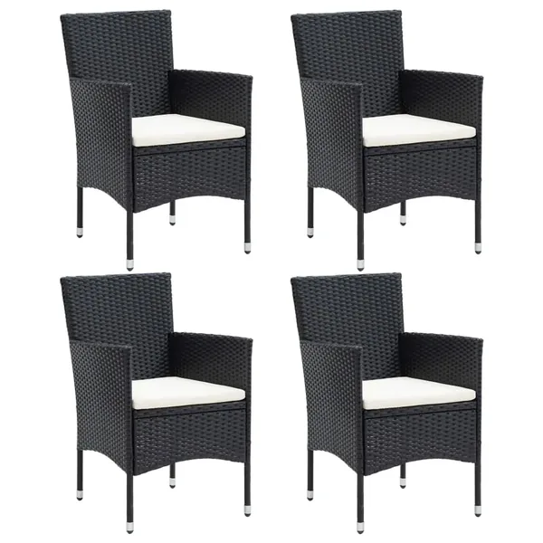 Garden dining chairs set of 4 Poly rattan Black