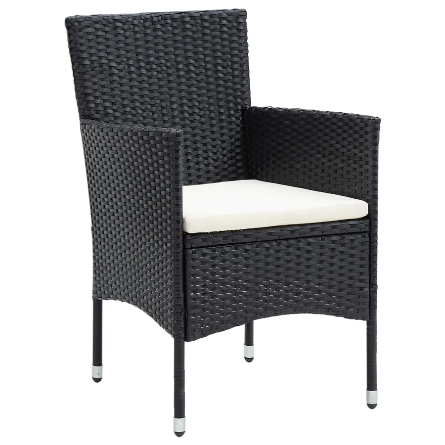 Garden dining chairs set of 4 Poly rattan Black - 2