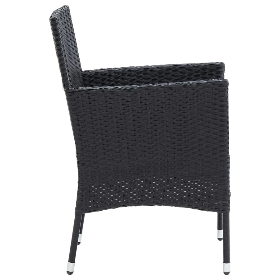 Chaises à manger de jardin lot de 4 Résine tressée Noir - 5