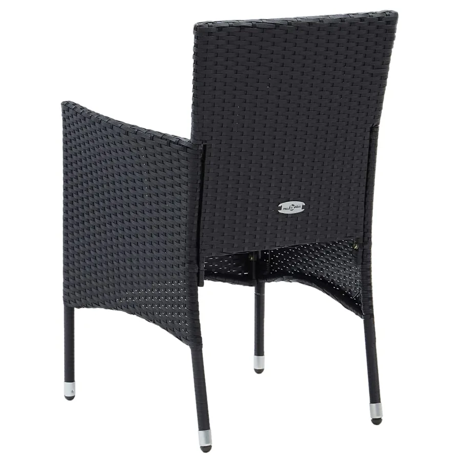 Chaises à manger de jardin lot de 4 Résine tressée Noir - 6