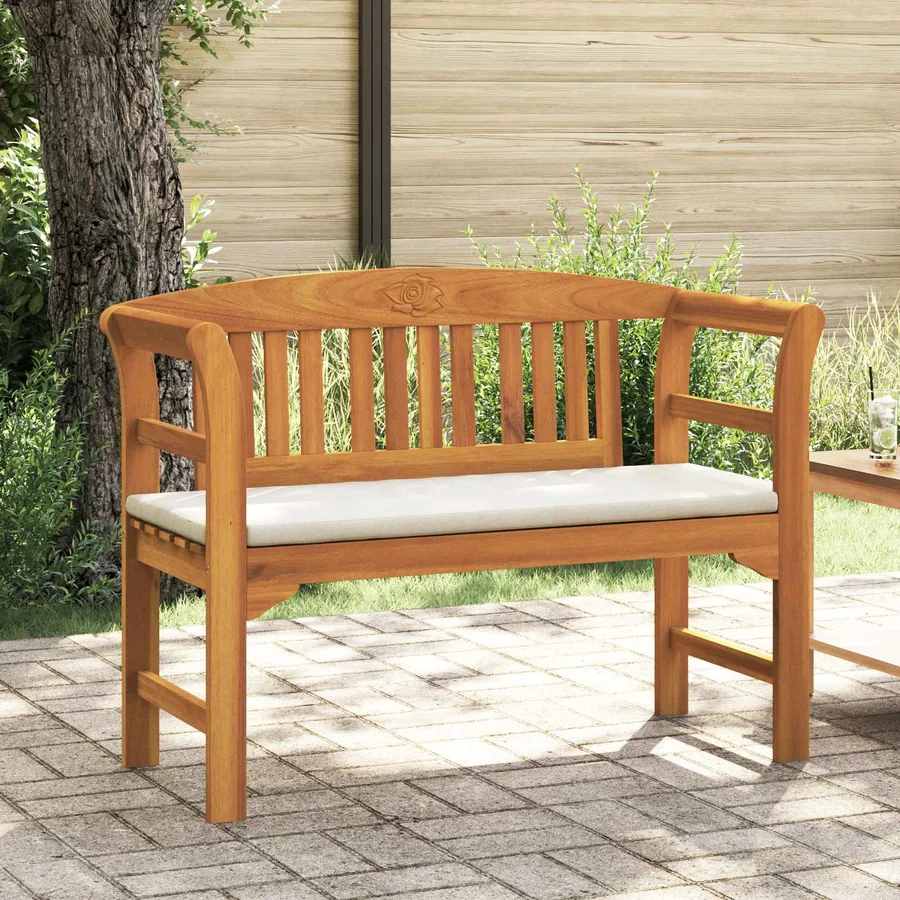 Banc à motif de roses Blanc crème 114 x 46 x 82,5 cm