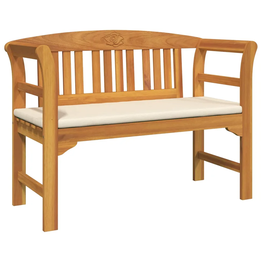 Banc à motif de roses Blanc crème 114 x 46 x 82,5 cm - 2