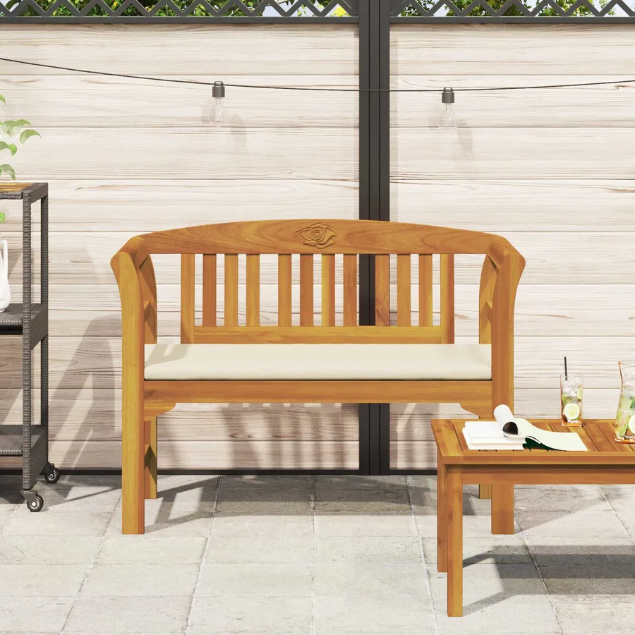Banc à motif de roses Blanc crème 114 x 46 x 82,5 cm - 3